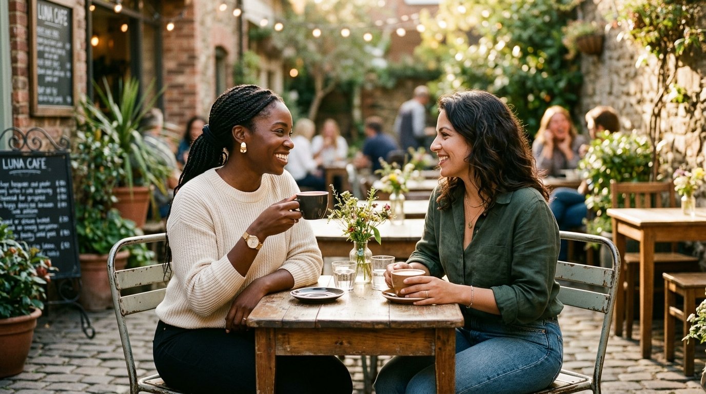 Two women enjoying coffee together